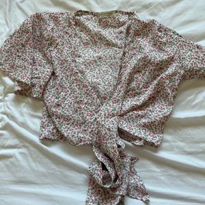 Floral tie-front crop top